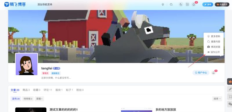 子比主题 – 个人主页公开/私密功能-星宇博客