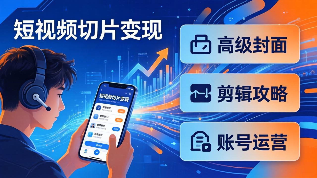 短视频切片变现速成班2.0：高级封面+剪辑攻略+账号运营，0基础小白快速入局副业-星宇博客