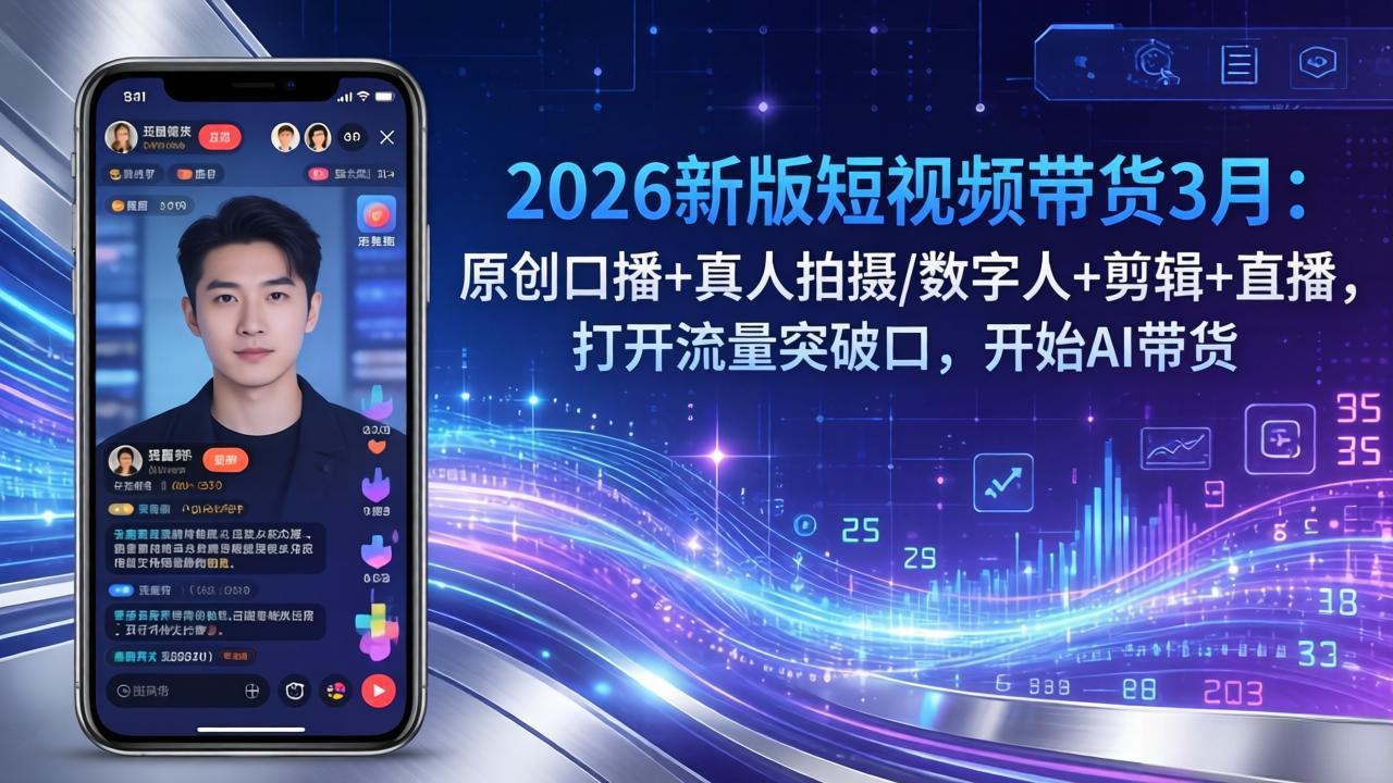 2026新版短视频带货3月：原创口播+真人拍摄/数字人+剪辑+直播，打开流量突破口，开始AI带货-星宇博客