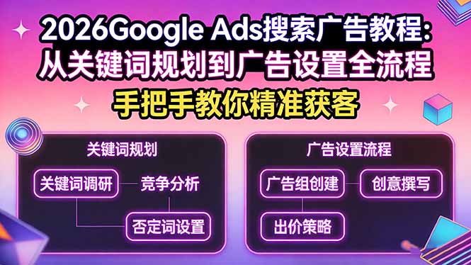 2026Google Ads搜索广告教程：从关键词规划到广告设置全流程，手把手教你精准获客-星宇博客