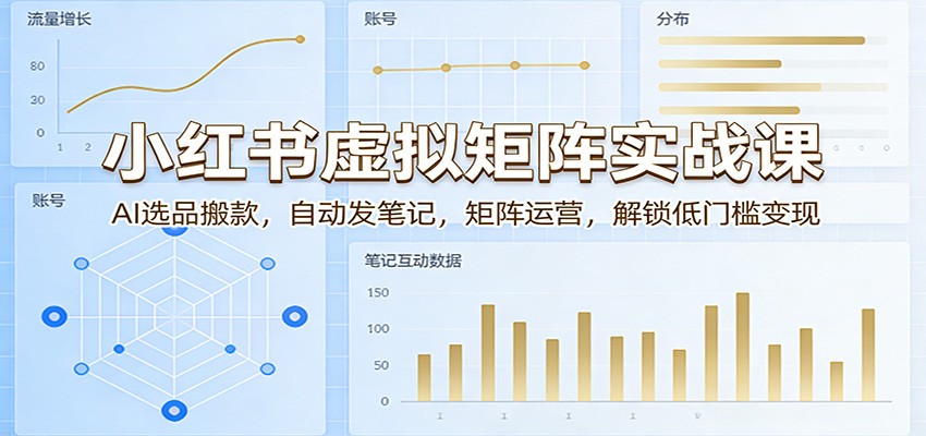 小红书虚拟矩阵实战课：AI选品搬款，自动发笔记，矩阵运营，解锁低门槛变现-星宇博客-创造无限价值!