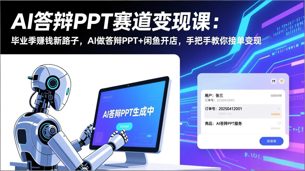 AI答辩PPT赛道变现课：毕业季赚钱新路子，AI做答辩PPT+闲鱼开店，手把手教你接单变现-星宇博客