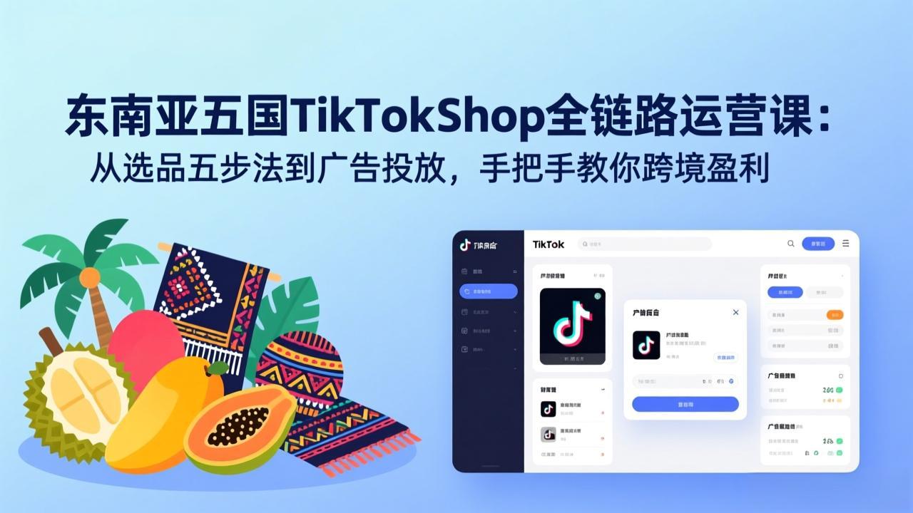东南亚五国TikTok Shop全链路运营课：从选品五步法到广告投放，手把手教你跨境盈利-星宇博客