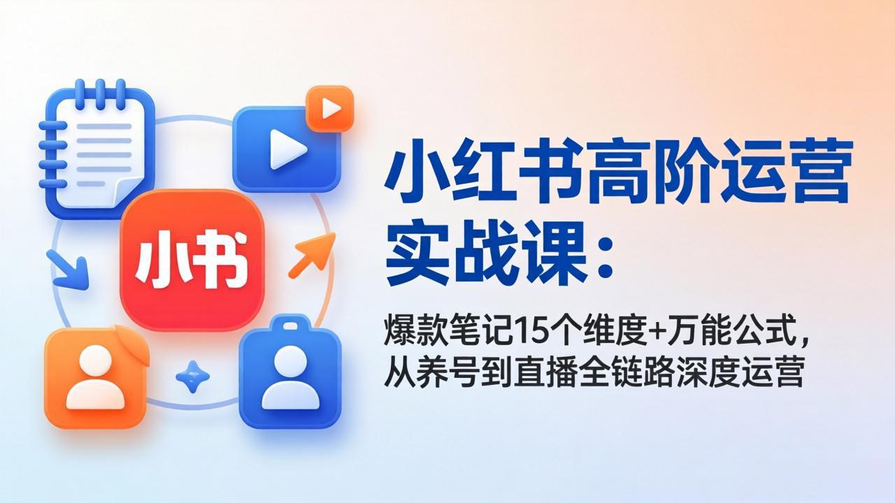 小红书高阶运营实战课：爆款笔记15个维度+万能公式，从养号到直播全链路深度运营-星宇博客-创造无限价值!