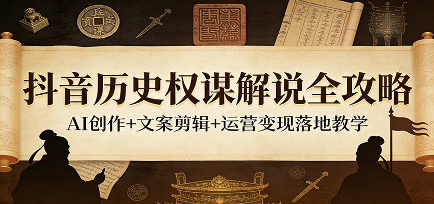 抖音历史权谋解说全攻略：AI创作+文案剪辑+运营变现落地教学-星宇博客-创造无限价值!