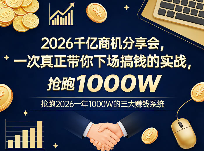 2026千亿商机分享会，一次真正带你下场搞钱的实战，抢跑2026一年1000W的三大賺钱系统-星宇博客