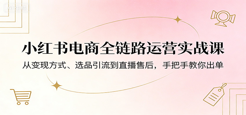 小红书电商全链路运营实战课：从变现方式、选品引流到直播售后，手把手教你出单-星宇博客