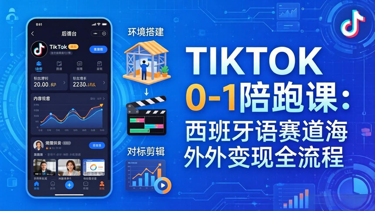 TIKTOK 0-1 陪跑课：从环境搭建到刷对标剪辑，西班牙语赛道海外变现全流程-星宇博客