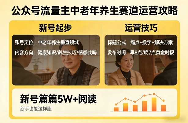 公众号流量主中老年养生赛道，新号篇篇5W+阅读，新手也能这样跑-星宇博客