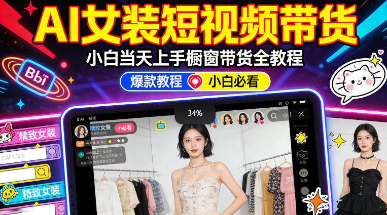 AI女装短视频橱窗带货：小白零门槛当天上手，高佣金爆款轻松賺！-星宇博客