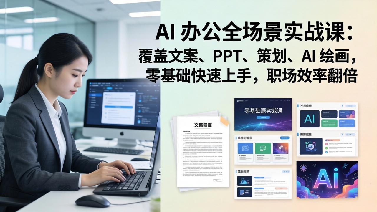 AI 办公全场景实战课：覆盖文案、PPT、策划、AI 绘画，零基础快速上手，职场效率翻倍-星宇博客