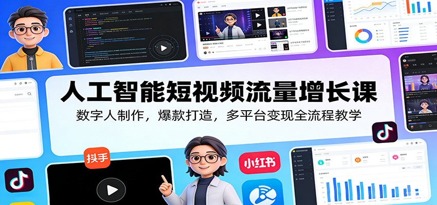 人工智能短视频流量增长课：数字人制作，爆款打造，多平台变现全流程教学-星宇博客
