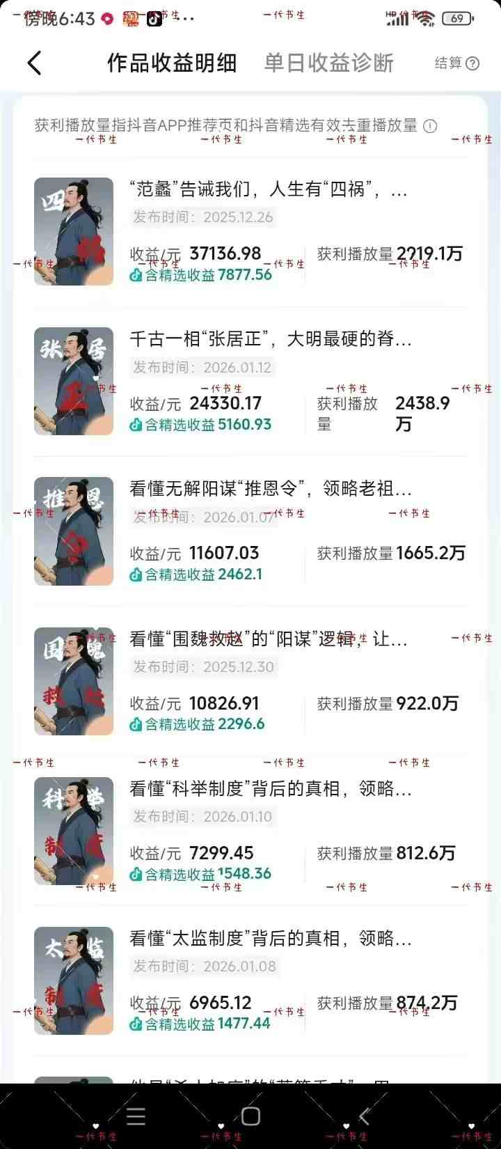 抖音300w粉丝博主的政史类科普视频教学，有大流量扶持，拿伙伴伙伴+精选独家双份收益-星宇博客