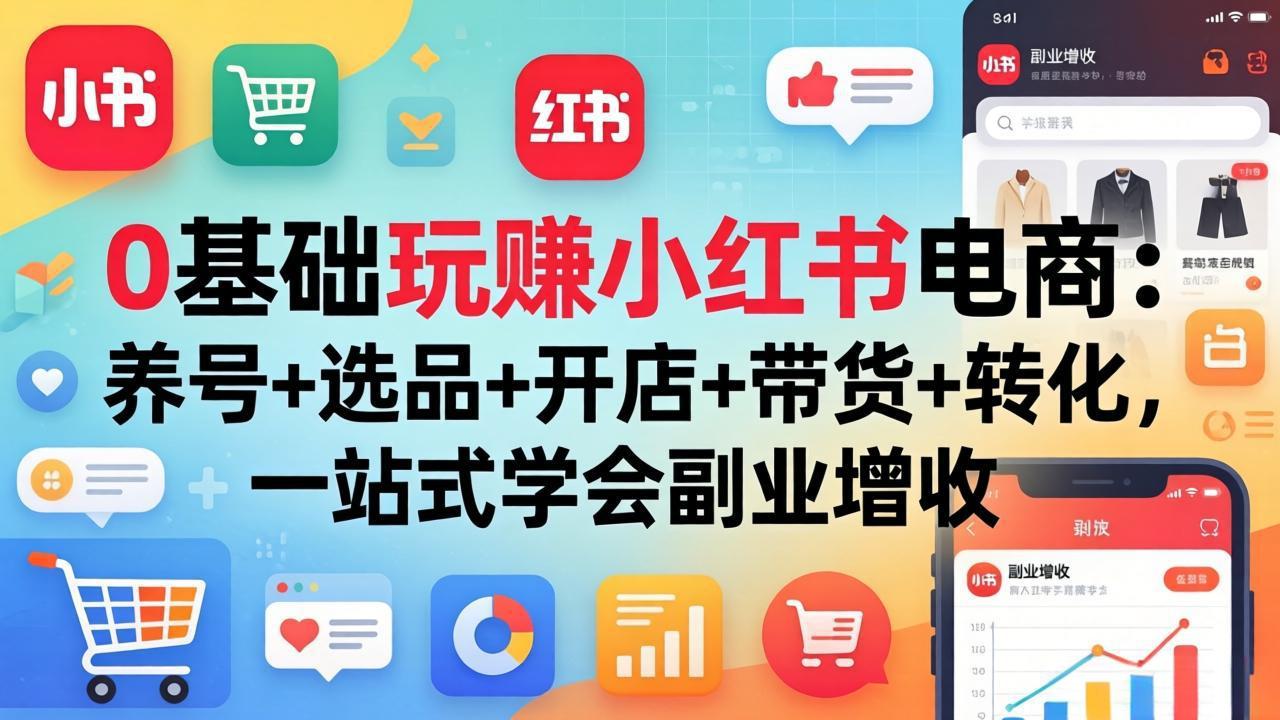 0基础玩赚小红书电商：养号+选品+开店+带货+转化，一站式学会副业增收-星宇博客