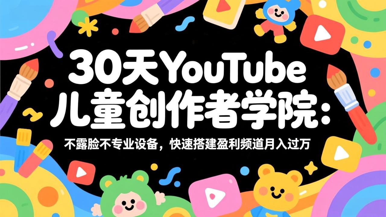 30天YouTube儿童创作者学院：不露脸不专业设备，快速搭建盈利频道月入过万-星宇博客