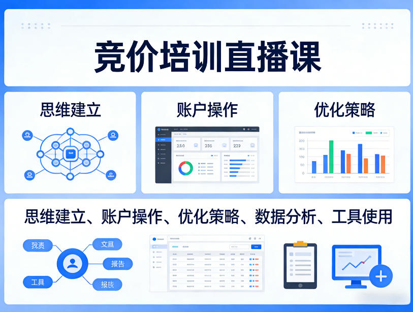 竞价培训直播课，覆盖思维建立、账户操作、优化策略、数据分析、工具使用等，全方位提升效果-星宇博客