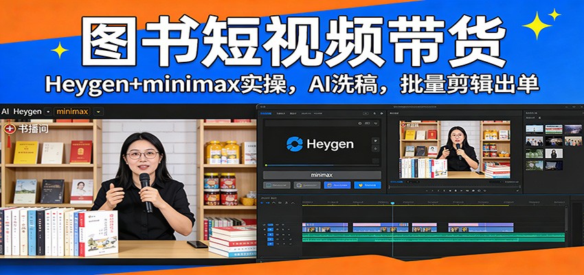 图书短视频带货：Heygen+minimax实操，AI洗稿 ，批量剪辑出单-星宇博客