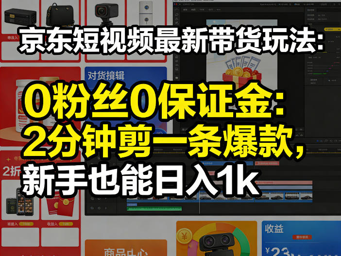 京东短视频最新带货玩法，0粉丝0保证金，2分钟剪一条爆款，新手也能日入1k+【揭秘】-星宇博客