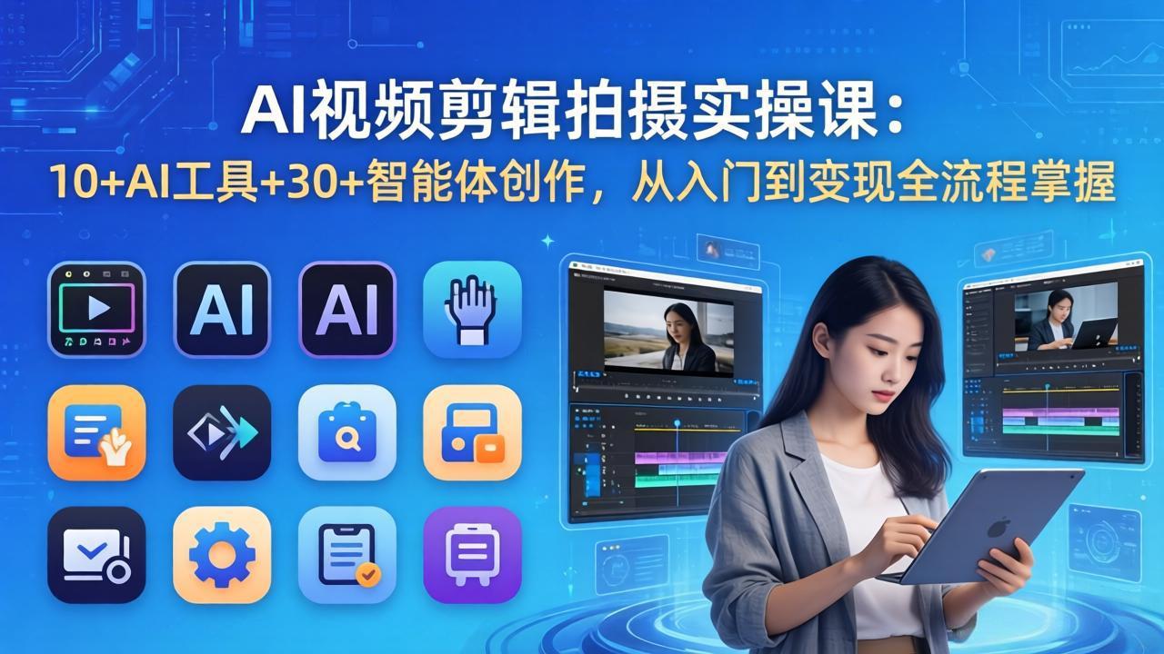 AI 视频剪辑拍摄实操课：10+AI工具+30+智能体创作，从入门到变现全流程掌握-星宇博客-创造无限价值!