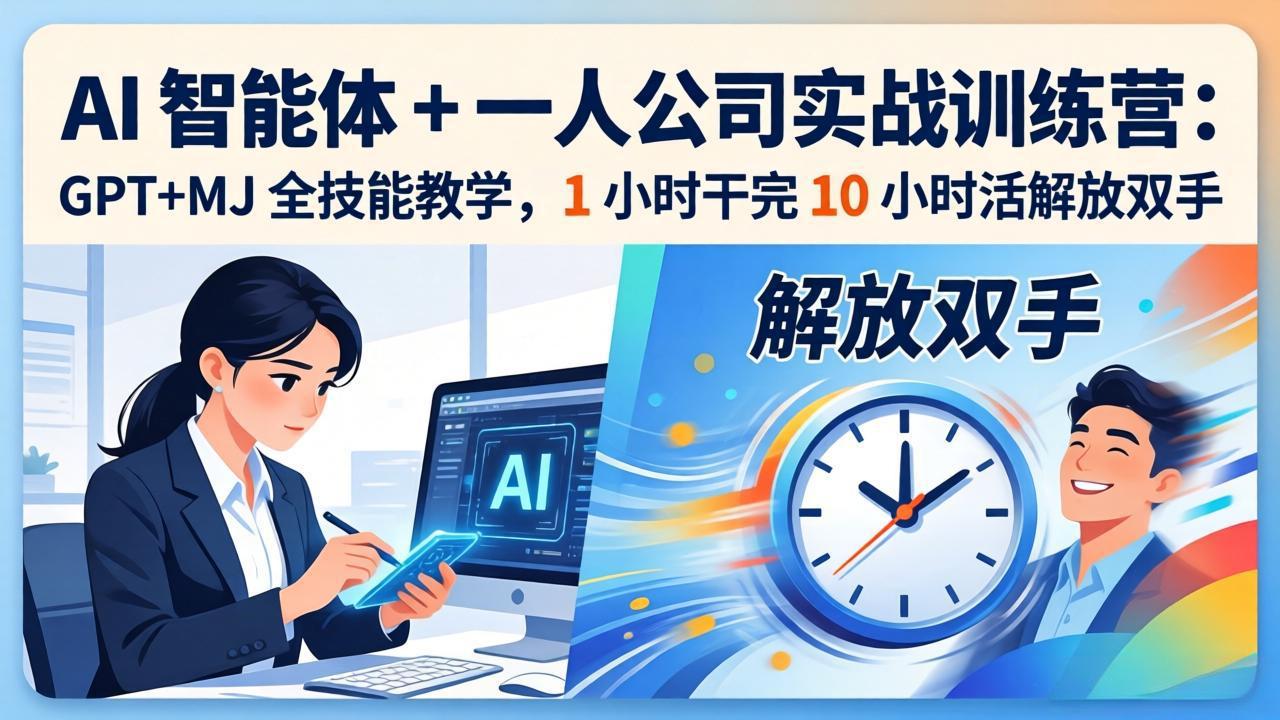 AI 智能体 + 一人公司实战训练营：GPT+MJ 全技能教学，1 小时干完 10 小时活解放双手-星宇博客-创造无限价值!