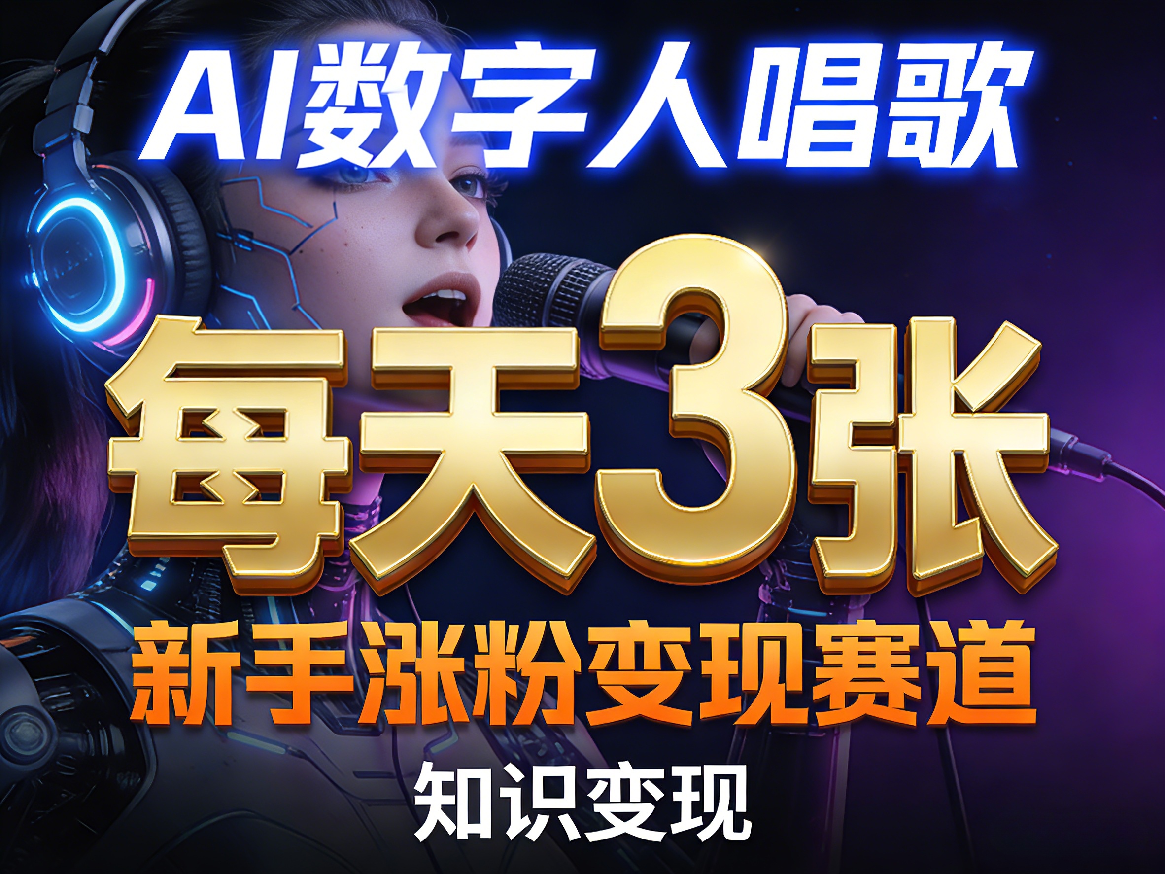 AI数字人唱歌，新手涨粉变现赛道，每天3张和知识付费，副业必备-星宇博客